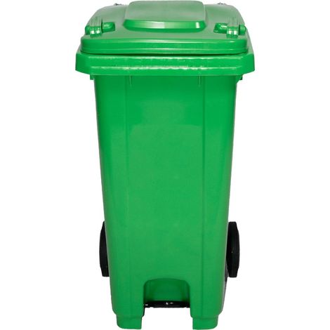 IBEROGARDEN Cubo de basura con pedal 120 litros  Color Verde  Uso fácil y seguro Práctico y duradero (1/5)