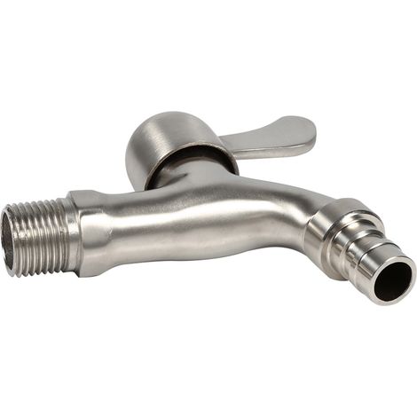 Robinet de cuve de machine à laver G1/2'' en acier inoxydable chromé 304 (bouche pointue) (1/5)