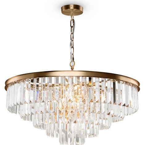 Lampadario Revero Maytoni 12 luci cristallo ottone Ø70 (1/5)