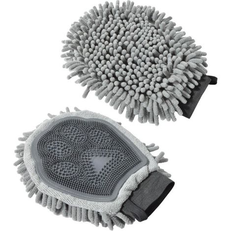 Gant de Toilettage en Microfibre "2 en 1" 25cm Gris (1/5)