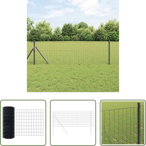 vidaXL Terrassenzaun -  Eurozaun Grau 0,4 x 10 m PVC-beschichtetes Eisen (1/5)