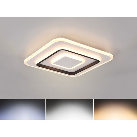 Flache LED Deckenleuchte JORA Weiß mit Fernbedienung dimmbar Quadrat, 39cm (1/5)