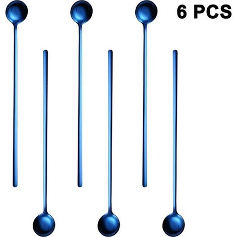 Lot de 6 cuillères à mélanger à long manche en acier inoxydable de 9,45 pouces, cuillères à thé glacé, cuillère à café, cuillère à