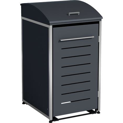 Mülltonnenbox KIEL 72x83x136cm für Tonnen 120 und 240 Liter, Stahl anthrazit + Edelstahl (1/5)