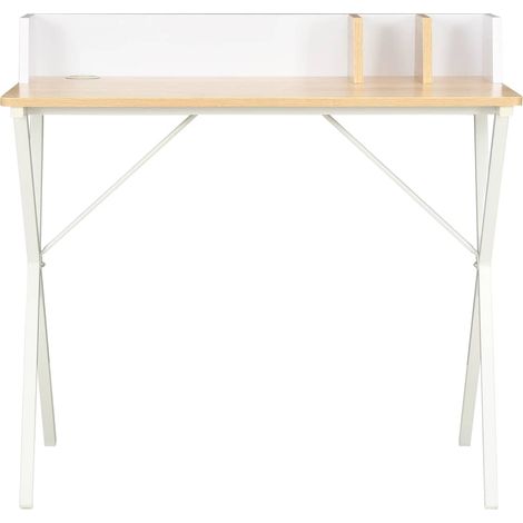 Maison Exclusive - Schreibtisch Weiß und Natur 80x50x84 cm (1/5)