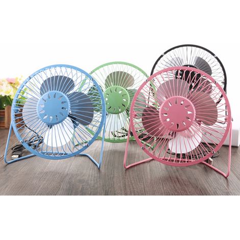 Ventilateur de bureau mini 4 pouces USB rechargeable en métal, petit ventilateur personnel de circulation d'air rafraîchissant, bleu (1/2)