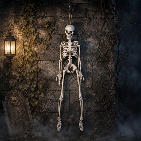 3ft (90cm) Posable Full Body Halloween Skeleton Decoration with Movable Joints (1/5)