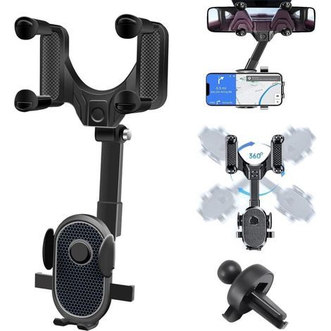 360° flexible Handyhalterung für den Auto-Rückspiegel – Schnelle Montage – Kompatibel mit Smartphones von 4,5 bis 7 Zoll – Hochwertiges ABS – 5–7 Zoll (1/5)