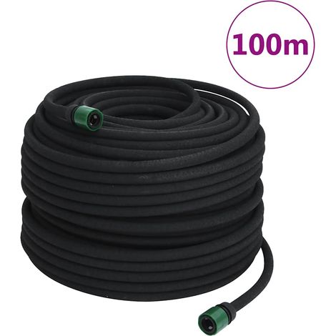 Tuyau d'arrosage de jardin noir 0,6" 100 m caoutchouc