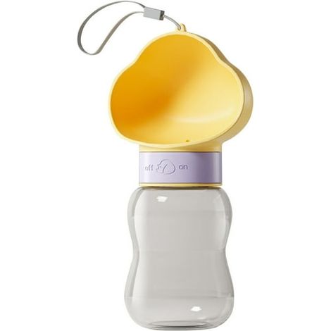 Hunde-Trinkflasche, Hunde-Reisebecher, tragbarer Futter- und Getränkebecher für Haustiere - Klein, 350 ml, Gelb, für die Flüssigkeitszufuhr und Fütterung von Haustieren - Geeignet für den Außenbereich