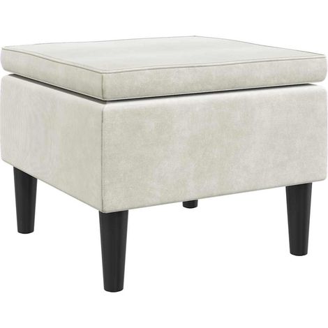 vidaXL Taburete con patas de madera y terciopelo color crema (1/2)