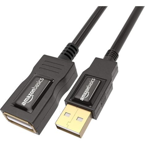 Rallonge Câble USB Type A 2.0 mâle vers USB Type A Femelle 1 m, Noir, pour Imprimante (1/5)