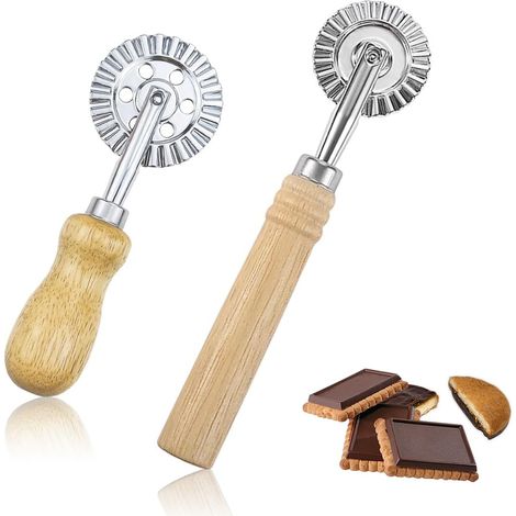 2 Rouleau à Pâtisserie, 16 et 14 cm Alliage de Zinc, Manche en Chêne, Pour Cuisine et Pâtisserie (1/5)