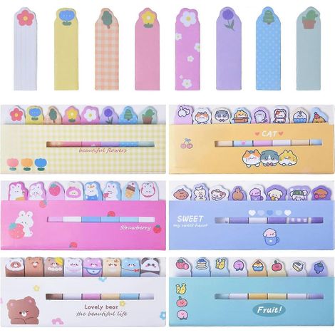 Lot de 6 marque-pages adhésifs (720 pièces), marque-pages Postit, onglets de classement, Postit décoratifs pour étiquettes, séparateurs et guides d'indexation -