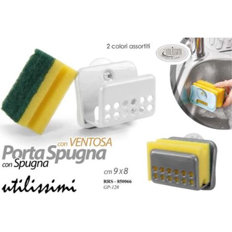 Portaspugna da Parete con Ventosa + Spugna Omaggio 2 Colori
