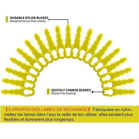 Accessoires pour tondeuse : Tête de coupe avec lames en plastique, lames de rechange en plastique, pièces de coupe pour tondeuse. (1/5)