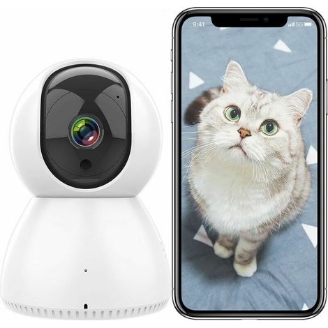 1 caméra de sécurité intérieure, Wi-Fi 2,4/5 GHz, FHD 1080P, vision nocturne 9 m, suivi de mouvement, audio bidirectionnel, compatibilité Alexa et Google Home (1/5)