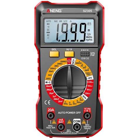 ANENG SZ305 Multimeter Kondensatortester Professionell 1999 Counts Smart Voltmeter Ohmmeter Schnellbeschleuniger Rot