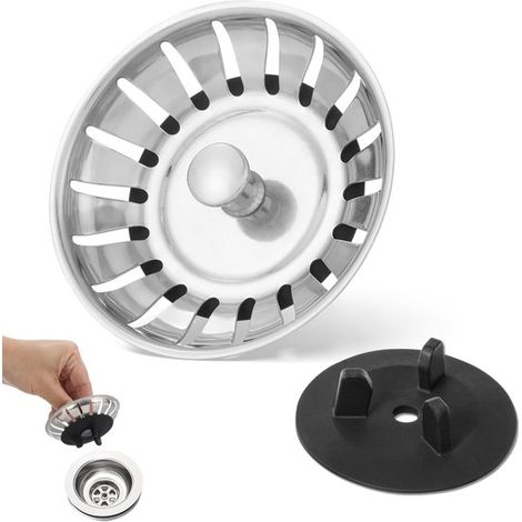 2 cestas coladoras，adecuadas para sifones de fregadero，cesta coladora de acero inoxidable para fregadero con junta de goma de tres patas