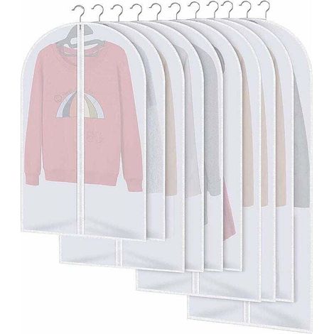 Housses de vêtements anti-poussière, imperméables, anti-acariens et anti-humidité, lot de 10 (blanches) (1/4)