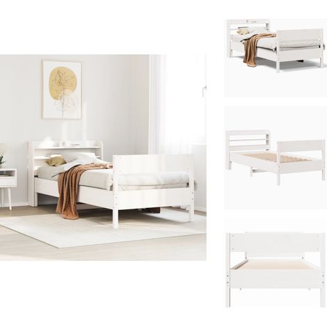 Massivholzbett ohne Matratze Weiß 75x190 cm Kiefernholz - Bettgestell - Bettgestelle - Bettrahmen - Bett (1/5)