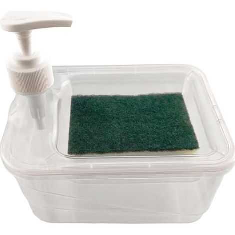 Juego de Jabón con Soporte para Esponja, Juego Dispensador de Jabón de Cocina - Portajabones y Esponja 2 en 1, Dispensador de Líquido Lavavajillas, Portajabones y Esponja para Cocina, Baño (1/5)