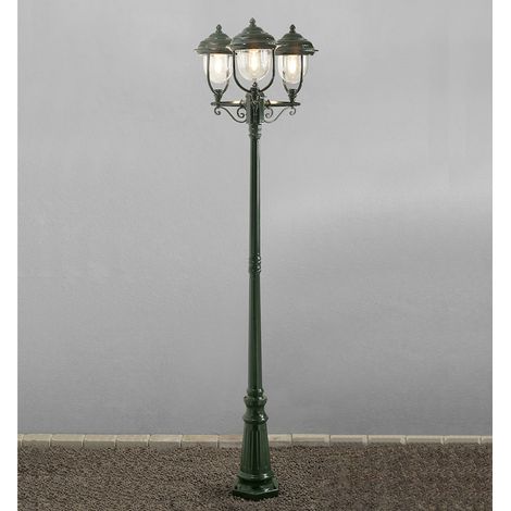 LED Straßenlaterne Kandelaber im Landhausstil, 3 flammig, grün, Höhe 218cm (1/5)