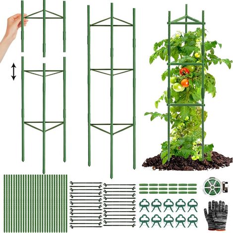 1 Kit - Tuteur Tomate - Support Plante Grimpante - Structure Modulaire Réglable Pour Légumes Et Fleurs - Jardin Balcon Serre - Vert - 40x30cm