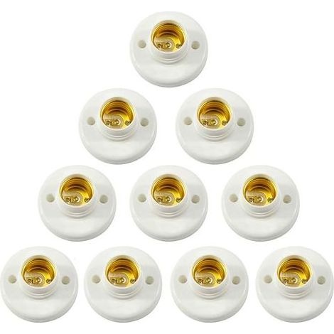 10Pcs E27 Support de Douille, Titulaire de Douille D'ampoule E27 E27 Douille à vis Ronde Plastique Support de Douille de Lampe à Vis D'ampoule Support Douille E27 Murale Plastique Pour plafonds muraux (1/4)