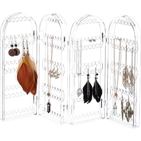 Porte Bijoux Acrylique Présentoir Joaillerie Pliable Boucles d’oreille Colliers 28x42x2 cm Limpide (1/5)