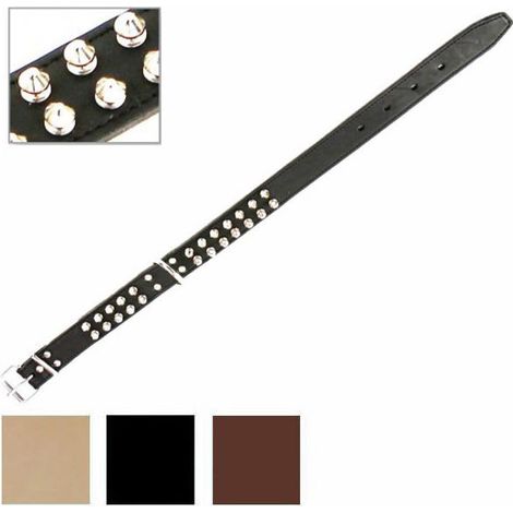 Collier pour chien en cuir avec double rivets, 30 mm, 60 cm