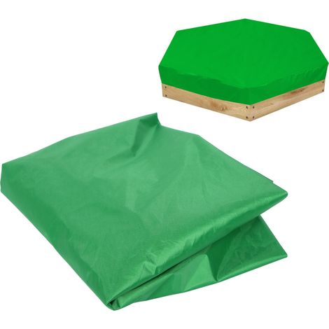 Tapete de juego hexagonal/cubierta para arenero de 140 x 120 cm, cubierta impermeable con cordón ajustable, poliéster-PVC, cubierta versátil para jardín y viajes. (1/5)