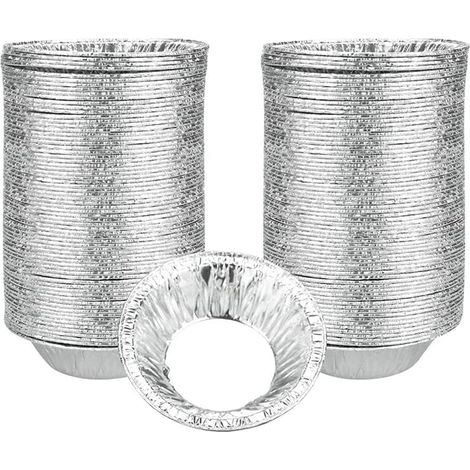 200 Pièces Gâteau de papier D'aluminium Jetable, Plat à Tarte Jetable, Gobelets Jetables en Aluminium, Pour les Crêpes, Four micro-ondes (Argent)