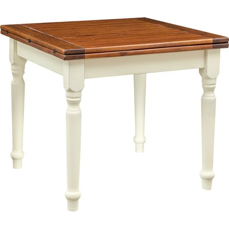 Tisch im Country-Stil aus massivem Lindenholz L90xPR90xH80 cm. Made in Italy