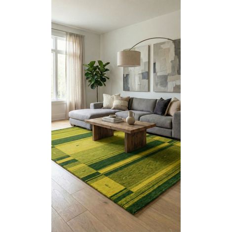 Tapis Gabbeh tissé Tapis Dubai - Tapis en laine  - 240x170cm, Rectangular - 100% Laine vierge - Tissé main - Vert