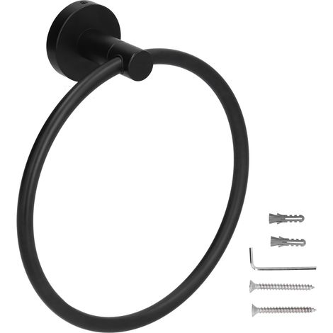 Wandmontierter Handtuchring aus Edelstahl 304, mattschwarz, Handtuchhalter fürs Badezimmer (1/5)
