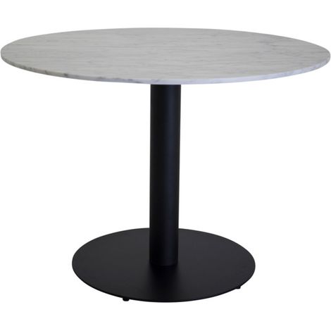 Table à Manger en Marbre "Estelle" 106cm Blanc & Noir (1/5)