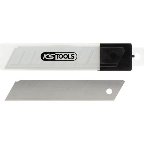 Ks Tools – Lot de 10 lames sécables 25mm – Acier pour coupe précise – Compatible cutter universel – Étui de rangement inclus
