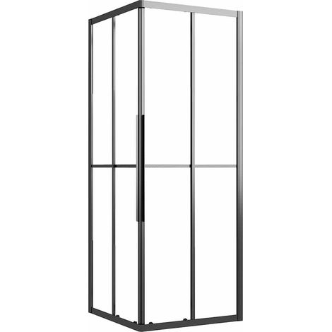 Maison Exclusive - Cabine de douche ESG semi-dépoli 80x80x180 cm Noir (1/5)