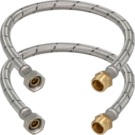 Connettore flessibile da 3/8” femmina-maschio per raccordi, 50 cm, set da 2 pezzi (1/5)