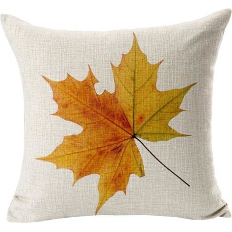 Taie d'oreiller - - 45x45 cm - Lin/Coton - Feuilles d'érable - Fermeture éclair invisible