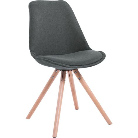 Chaise de salle à manger design scandinave en tissu gris foncé et pieds en bois clair forme rond 100003452