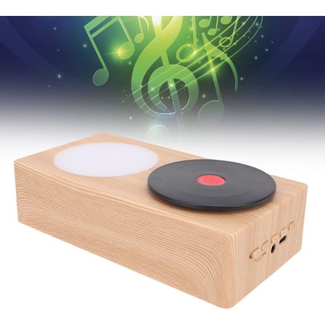 Giradischi con altoparlante Bluetooth e luce notturna - Design in legno e vintage, 50 mm, batteria da 1200 mAh, 3 modalità. (1/4)