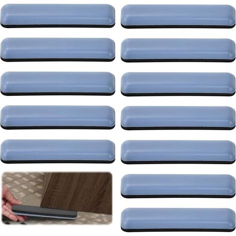 12 Pcs Furniture Sliders for Carpet, 75 x 16 mm Furniture Gliders for Carpet, Self-Adhesive Gliders for Furniture, PTFE Teflon Easy Glide for Wooden Floors, Carpet, Heavy Items, Scratch-Resistant (1/5)
