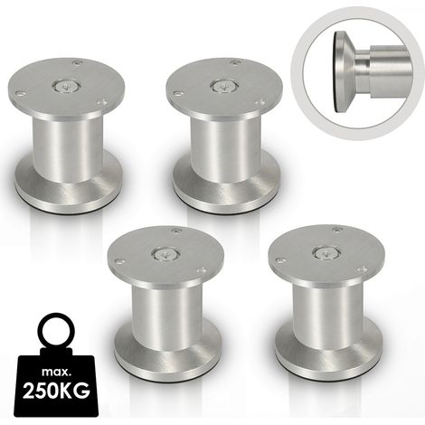 4x Möbelfuß Möbelfüsse Aluminium Fuss Durchmesser 40 mm Höhe 80mm Schwarz Höhenverstellbar (1/4)