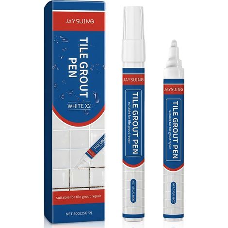 2 25g Stylo à Joint Blanc, Joint Carrelage, Réparation Rapide pour Salle de Bain, Marqueur pour Joints de Carrelage de Salle de Bain et de Cuisine (1/5)