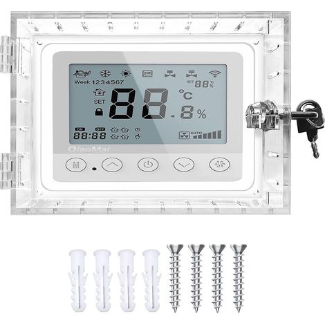 couvercle De Thermostat Avec Serrure, Protecteur De Panneau Ac Transparent, Grand Botier De Serrure De Thermostat, Convient Aux Thermostats De 19 (1/5)