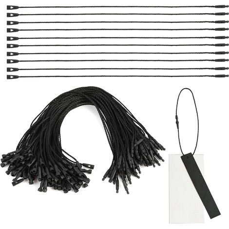 Pack de 100 Cordes en Nylon Noir pour Étiquettes Volantes - Ficelles Jetables avec Verrouillage à Pression pour Prix et Sécurité - 20 cm Robuste et durable, offrant praticité et fiabilité (1/5)