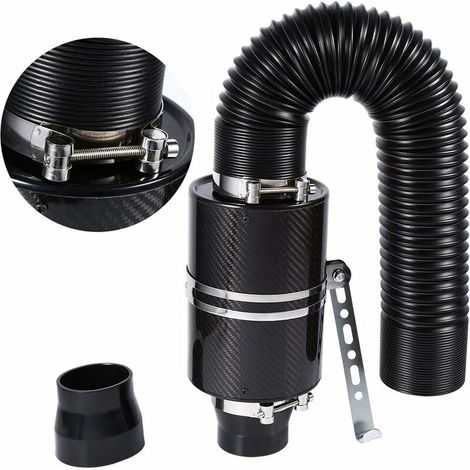 Kit de filtre d’admission d’air universel 3", en fibre de carbone, avec cartouche filtrante et adaptateur pour voiture – DELKEVIC (1/5)