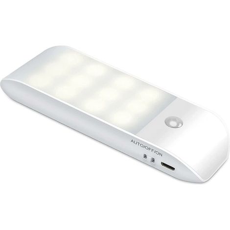 Veilleuse Led Automatique,Veilleuse Détecteur de Mouvement Rechargeables USB, ON/AUTO/OFF,Lampe de Placard Blanche Naturelle,Aimanté,pour Salon, Chambres, Escaliers, Armoires, Couloir (1/4)